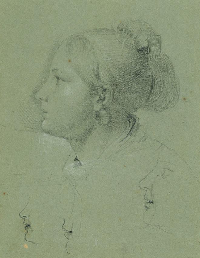 Johann Peter Krafft, Kopf eines Mädchens (Studie zur "Heimkehr des Landwehrmannes", 1817), vor  ...