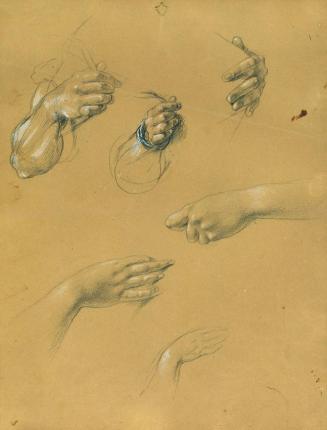 Johann Peter Krafft, Handstudien, Bleistift auf Papier, weiß gehöht, 30 x 22,5 cm, Belvedere, W ...