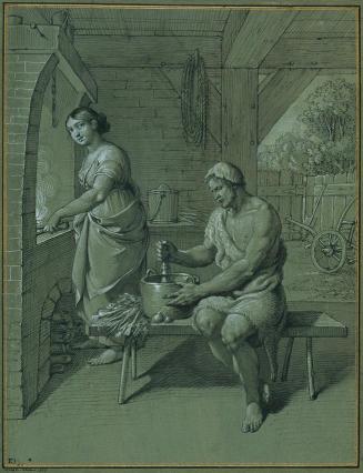 Johann Peter Krafft, Herkules und Omphale, 1805, Feder, Tusche auf Papier, weiß gehöht, 30,5 x  ...