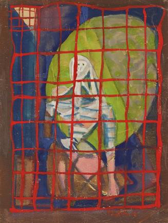 Pravoslav Kotík, Gestalt hinter Gittern, 1948, Gouache auf Papier, 29 × 22 cm, Dauerleihgabe Sa ...