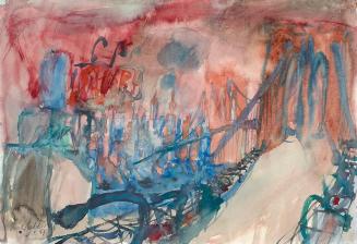 Kurt Moldovan, New York - Brooklyn Bridge, 1967, Aquarell auf Papier, 32 × 48 cm, Belvedere, Wi ...