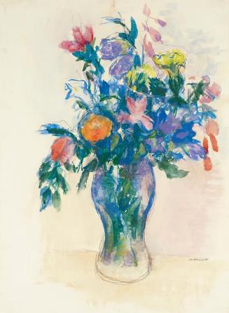 Gerhart Frankl, Blumenstrauß in Glasvase, 1929, Kohle, Aquarell und Gouache auf Papier, 55,4 ×  ...
