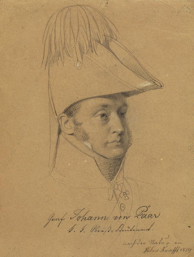Johann Peter Krafft, Studie zu "Erzherzog Karl mit seinem Stab in der Schlacht bei Aspern" (Gra ...