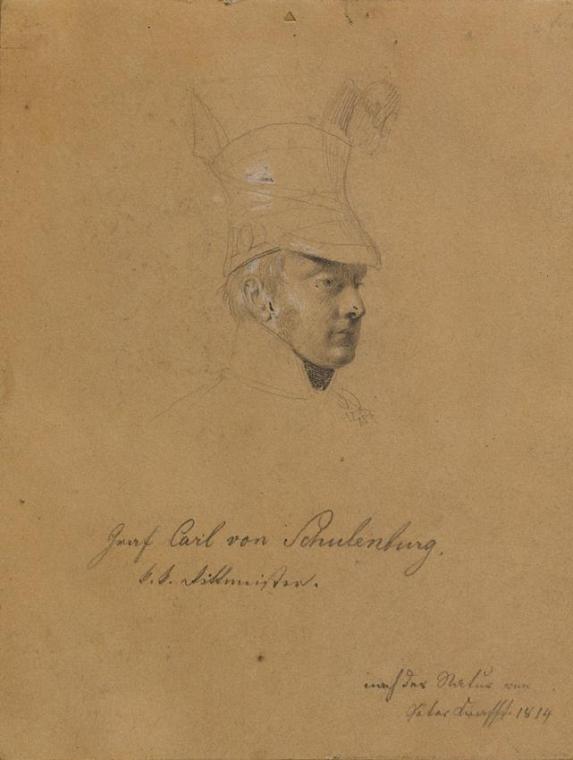 Johann Peter Krafft, Graf Carl von Schulenburg, Porträtstudie zu "Siegesmeldung des Fürsten Sch ...