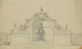 Johann Peter Krafft, Brunnenanlage im Pfirsichgarten des Oberen Belvederes, um 1850, Bleistift  ...