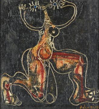 Libor Fára, Gestalt, 1950, Öl auf Leinwand auf Karton, 21 × 19 cm, Dauerleihgabe Sammlung Rotte ...