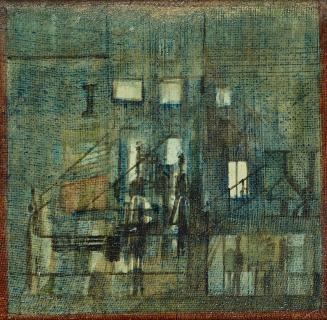 František Gross, Wand mit weißen Fenstern, 1943, Öl auf Leinwand auf Karton kaschiert, 22 × 22  ...
