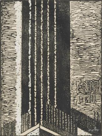 František Kupka, Abstrakte Komposition, um 1925, Holzschnitt, Deckweiß, 25 × 18,8 cm, Dauerleih ...