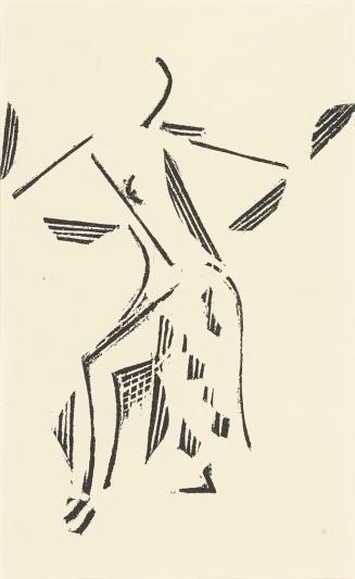 Karel Teige, Tänzerin, 1918, Linolschnitt auf Papier, 19 × 12 cm, Dauerleihgabe Sammlung Rotter ...