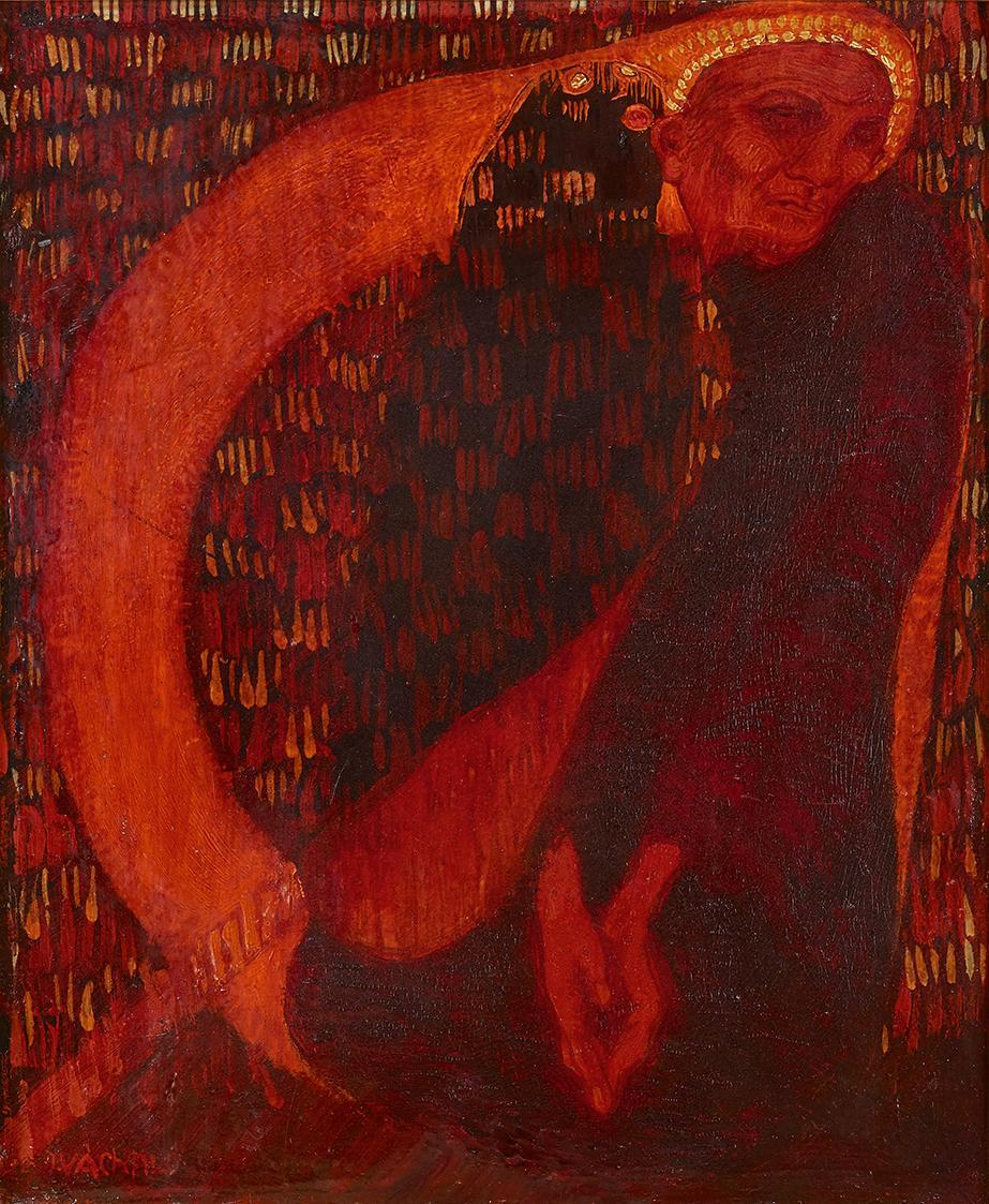 Josef Váchal, Gebet, 1905/1909, Öl auf Faserkarton, 35 × 30 cm, Dauerleihgabe Sammlung Rotter,  ...