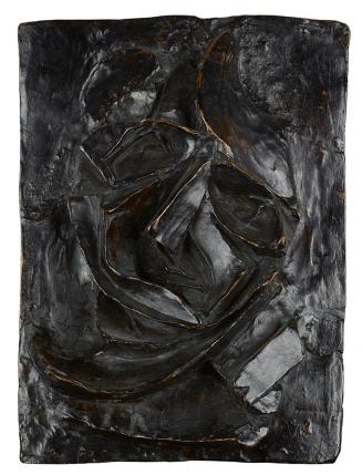Emil Filla, Kubistischer Kopf, 1913, Bronze, 31,5 × 23,5 × 7 cm, Dauerleihgabe Sammlung Rotter, ...
