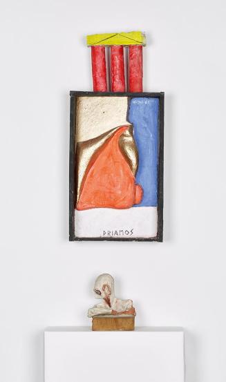 Kurt Hüpfner, Priamos, 1969, Holz, Ton, Ölfarbe, Karton, 65,5 × 29,5 × 9 cm, Schenkung aus Priv ...
