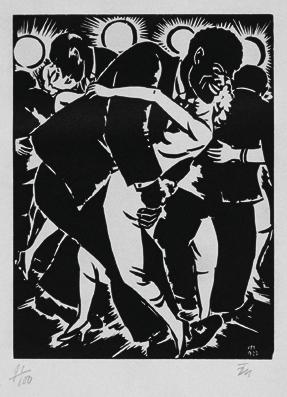 Frans Masereel, Tanzendes Paar (aus der Folge "Expiations", Paris), 1933, Holzschnitt, Plattenm ...