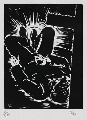 Frans Masereel, Unter dem Kreuz (aus der Folge "Expiations", Paris), 1933, Holzschnitt, Platten ...