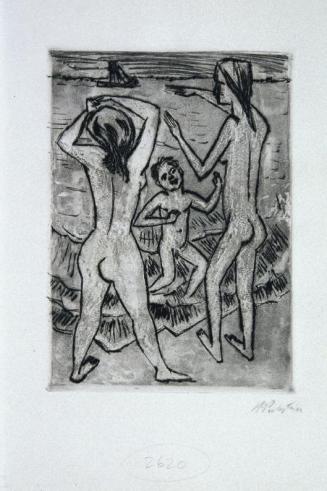 Max Pechstein, Am Strand, 1922, Radierung, 24 x 17 cm, Belvedere, Wien, Inv.-Nr. 8347