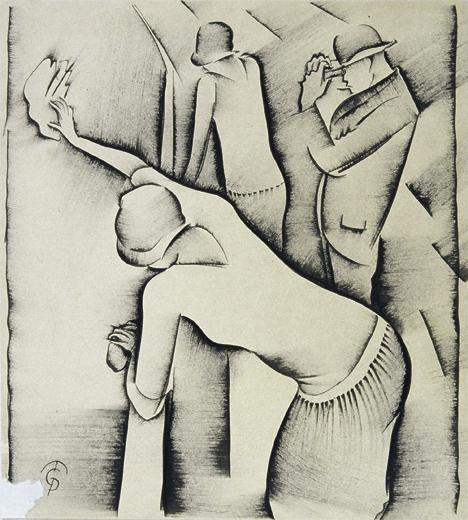 Pál Molnár-C., Abschied, 1927, Tusche auf Papier, 30 x 27,5 cm, Belvedere, Wien, Inv.-Nr. 8685
