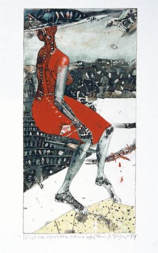 Stanisláw Wejman, Größeres rotes Kleid, 1984, Radierung, Aquatinta auf Papier, 59 x 30 cm, Belv ...