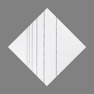 Edgar Knoop, Lichtkinetisches Relief, 1990, Plexiglas, Diffraktionsfolie, Diagonal aufgehängt:  ...