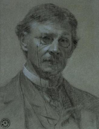 Leopold Carl Müller, Selbstbildnis, Kreide, weiß gehöht auf grünlichem Tonpapier, 22 x 17 cm, B ...