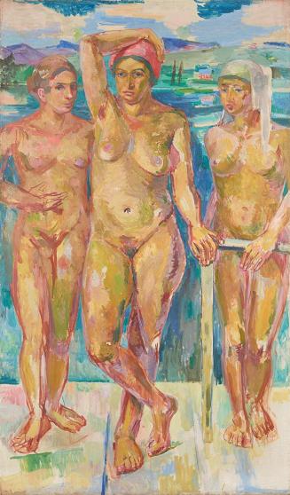 Felix Esterl, Drei Akte vor einem See, um 1928, Öl auf Leinwand, 190 × 112 cm, Belvedere, Wien, ...
