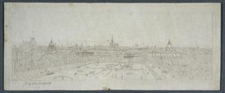 Franz Schmied, Blick auf Wien vom Schloss Belvedere, Umrissradierung, Plattenmaße: 15 × 44,2 cm ...