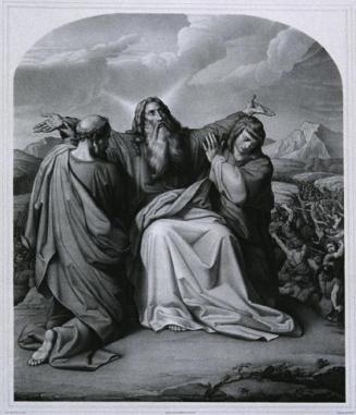 Leopold Kupelwieser, Moses, um Sieg betend, 1838, Lithographie, Plattenmaße: 48 × 41 cm, Belved ...