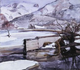 Lilly Charlemont, Schweizer Landschaft, um 1923, Aquarell auf Papier, 36 x 41 cm, Belvedere, Wi ...