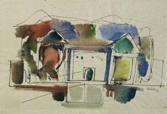 Friedrich Aduatz, Häuser in Landschaft, 1952, Aquarell auf Papier, 36 x 51 cm, Belvedere, Wien, ...