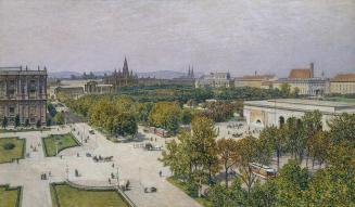 Maximilian Suppantschitsch, Blick auf den Ring gegen das Rathaus und Parlament, 1911, Tempera a ...