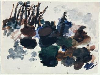 Gustav Hessing, Landschaft mit Büschen, 1960, Deckfarben auf Papier, 24 x 32 cm, Belvedere, Wie ...