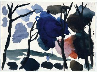Gustav Hessing, Komposition mit Bäumen, 1964, Deckfarben auf Papier, 24 x 32,5 cm, Belvedere, W ...