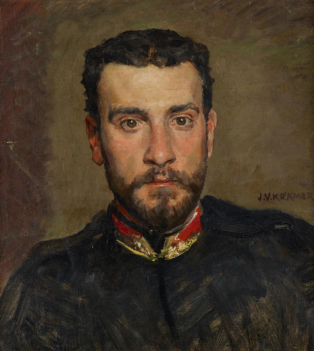 Johann Victor Krämer, Selbstbildnis, um 1889, Öl auf Leinwand, 42,5 × 39 cm, Belvedere, Wien, I ...