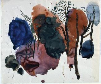 Gustav Hessing, Wald, 1960, Deckfarben auf Papier, 32 x 37,5 cm, Belvedere, Wien, Inv.-Nr. 8939