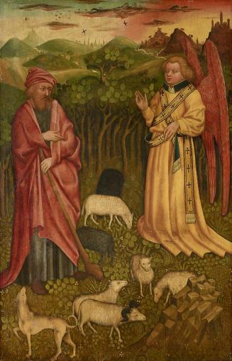 Meister des Albrechtsaltars, Verkündigung an Joachim, um 1435/1440, Malerei auf Tannenholz, 97  ...