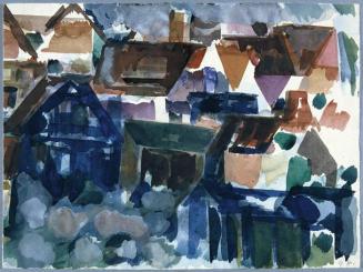 Gustav Hessing, Häuser, 1940, Deckfarben auf Papier, 29 x 39,5 cm, Belvedere, Wien, Inv.-Nr. 89 ...