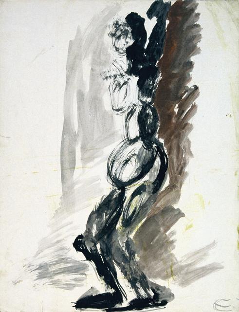 Otto Eder, Weiblicher Akt, 1945/1955, Tusche, Aquarell auf Papier, 65 x 50 cm, Belvedere, Wien, ...