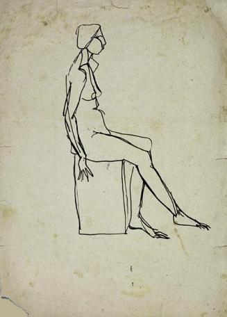 Otto Eder, Sitzender weiblicher Akt, 1945/1955, Tusche auf Papier, 43 x 31 cm, Belvedere, Wien, ...