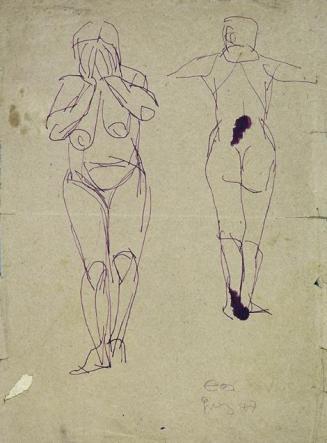 Otto Eder, Zwei weibliche Akte, 1947, Lila Tinte auf Papier, 46,5 x 34,8 cm, Belvedere, Wien, I ...