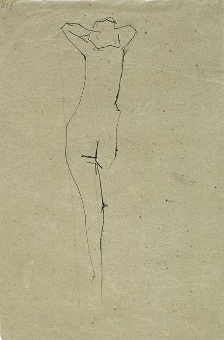 Otto Eder, Weiblicher Rückenakt, 1945/1955, Tusche auf Papier, 47,3 x 31,3 cm, Belvedere, Wien, ...