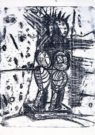 Otto Eder, Figur auf Sockel, undatiert, Holzschnitt, 61 x 42,5 cm, Belvedere, Wien, Inv.-Nr. 87 ...