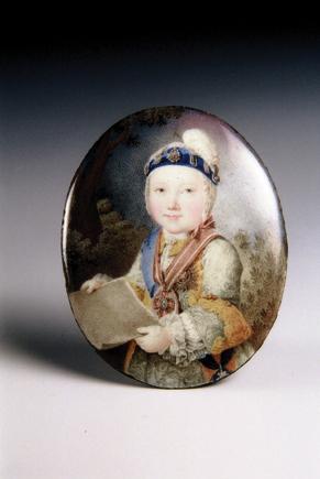 Johann Ignaz Krafft, Kinderbild, undatiert, Email, 6,7 × 5,3 cm, Belvedere, Wien, Inv.-Nr. 6994