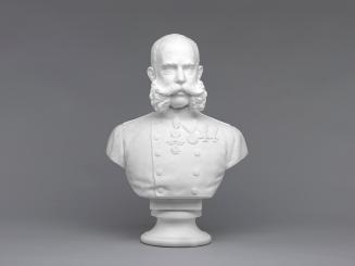 Unbekannter Künstler, Kaiser Franz Joseph I., vor 1889, Weißer Marmor auf weißem Marmorsockel,  ...