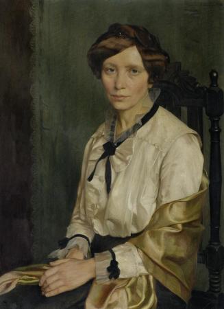 Franz Tomaschu, Die Gattin des Künstlers, vor 1921, Öl auf Leinwand, 83 x 62 cm, Belvedere, Wie ...