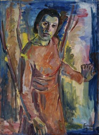 Marianne Fieglhuber-Gutscher, Frau an der Gartentür, 1945, Öl auf Leinwand, 101 x 75 cm, Belved ...