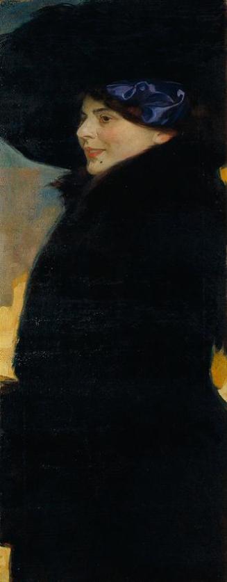 Otto Friedrich, Gabrielle (Ella) Gallia, um 1910, Öl auf Leinwand, 121 × 39 cm, Belvedere, Wien ...