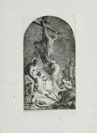 Martin Johann Schmidt, Kreuzabnahme, 1779, Radierung, 23,5 x 12,5 cm, Belvedere, Wien, Inv.-Nr. ...