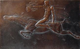 Josef Thorak, Perseus mit dem Medusenhaupt, 1913, Bronze auf weißer Marmorplatte, 24 x 40 cm, B ...