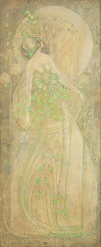 Margaret MacDonald-Mackintosh, Junirosen, 1898, Bleistift und Wasserfarbe auf Papier, 103 x 45  ...