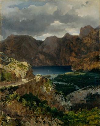 Thomas Ender, Blick auf den Gardasee, um 1840, Öl auf Papier auf Leinwand, 63 x 50 cm, Belveder ...