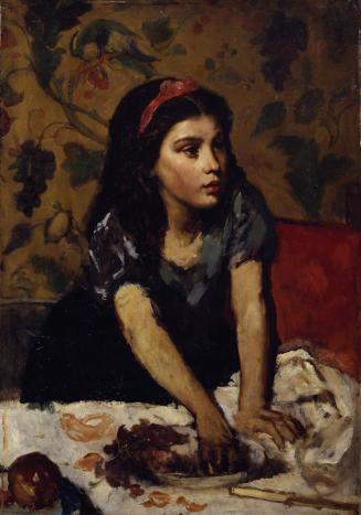 Anton Romako, Naschendes Mädchen, 1882 (?), Öl auf Holz, 81 x 57 cm, Belvedere, Wien, Inv.-Nr.  ...